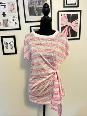Cato Pink and White Striped Tie-Side Tunic